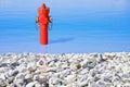 An improbable hydrant at the seaside. Plenty of water concept Royalty Free Stock Photo