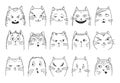 Impromptu heads of cats express different emotions. set of vector sketches Royalty Free Stock Photo