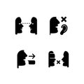 Improve everyday communication black glyph icons set on white space