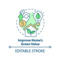 Improve home green value concept icon