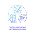 Improve information understanding blue gradient concept icon