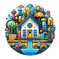 User-Friendly: Multi-Colored Home Button for Intuitive Navigation, Generative AI.
