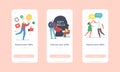 Improve your Skills Mobile App Page Onboard Screen Template. Tiny Characters at Huge Human Head. Office Workers Empathy
