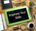Improve Your Skills on Small Chalkboard. 3D. Royalty Free Stock Photo