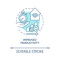 Improved productivity blue concept icon