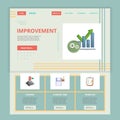 Improvement flat landing page website template. Purpose, sleeping time, priorities. Web banner with header, content and Royalty Free Stock Photo