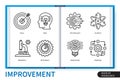 Improvement infographics linear icons collection