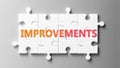 Improvements complex like a puzzle - pictured as word Improvements on a puzzle pieces to show that Improvements can be difficult