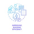 Improving building efficiency blue gradient concept icon