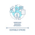 Improving building efficiency turquoise concept icon