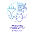 Improving IT literacy of students blue gradient concept icon Royalty Free Stock Photo