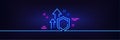 Improving safety line icon. Increased privacy sign. Neon light glow effect. Vector