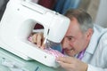 Improving sewing machine features Royalty Free Stock Photo