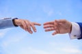 Impulse for cooperation start of partnership. Hand gesture of partnership. Association or integration of company