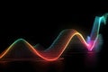 impulse multicolored thin waves on a black background