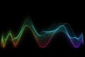 impulse multicolored thin waves on a black background