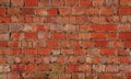 Old corrugated red brick wall texture