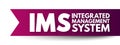 IMS Integrated Management System - combines all of an organisation\'s systems, processes and Standards into one smart system, Royalty Free Stock Photo