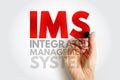 IMS Integrated Management System - combines all of an organisation\'s systems, processes and Standards into one smart system, Royalty Free Stock Photo