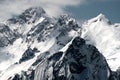 Inaccessible snow-capped peaks closeup