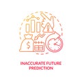 Inaccurate future prediction red gradient concept icon