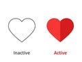 Inactive vs Active Heart Icon Comparison Royalty Free Stock Photo