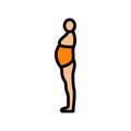 inactivity large stomach body type color icon vector illustration