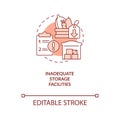 Inadequate storage conditions red concept icon