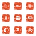 Inamorato icons set, grunge style Royalty Free Stock Photo