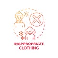 Inappropriate clothing red gradient concept icon