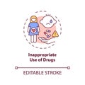 Inappropriate drugs use concept icon