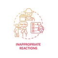 Inappropriate reactions concept icon