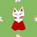 Inari Fox Green Background Pattern Royalty Free Stock Photo