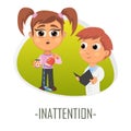 Inattention medical concept. Vector illustration.