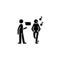 Inattentive listening black glyph icon