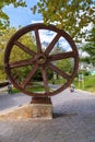 The oldest driving pulley of the funicular