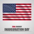 Inauguration Day with USA waving flag on a gray background