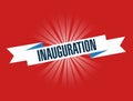 Inauguration red waving ribbon sign illustration design graphic