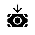 Inbound cash black glyph ui icon