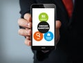 Inbound marketing graphic on the screen businessman smartphone