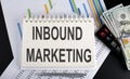 INBOUND MARKETING text written on notebook with chart,calculator and dollars Royalty Free Stock Photo