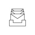 Inbox, email, messages icon. Simple line, outline vector of information transfer icons for ui and ux, website or mobile Royalty Free Stock Photo