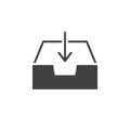 inbox icon , box and arrow solid logo illustration, pictog