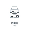 inbox icon vector from office collection. Thin line inbox outline icon vector illustration Royalty Free Stock Photo