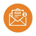 Inbox, letter, chat icon. Orange vector sketch