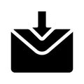 Inbox, letter icon. Black vector graphics