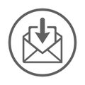 Inbox, letter icon. Gray vector design