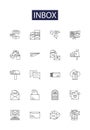 Inbox line vector icons and signs. Messages, Unread, Read, Replied, Drafts, Sent, Archive, Notifications outline vector