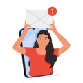 Inbox mail concept. New message notification, letter in online envelope. Newsletter in mailbox. E Royalty Free Stock Photo