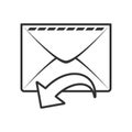 Inbox Mail Email Outline Flat Icon on White Royalty Free Stock Photo